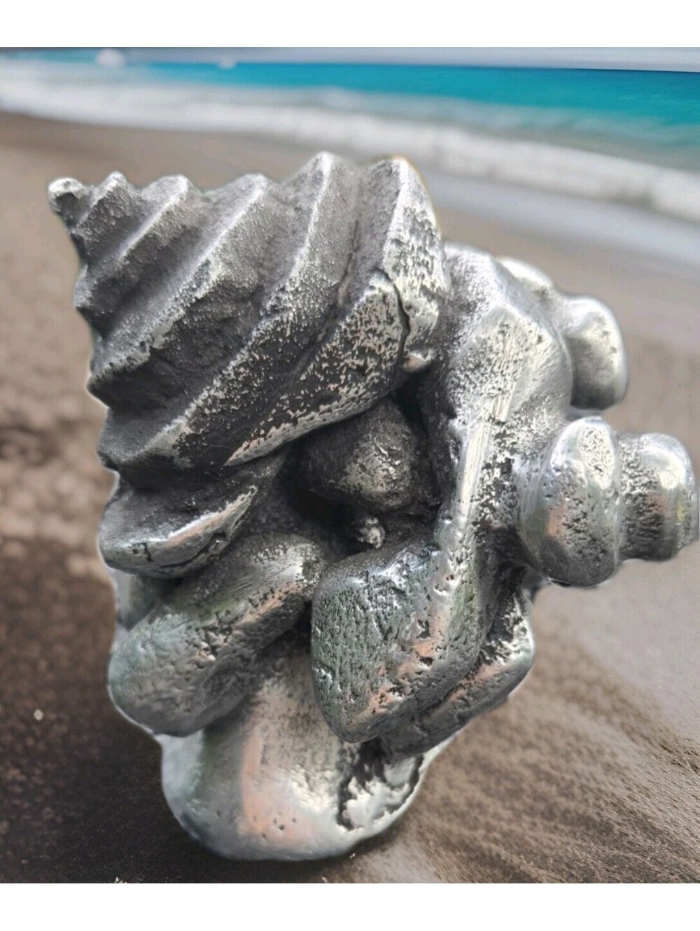 Michael Ricker?  Pewter Paperweight 4"T3"W Embellished With Abstract Forms. Art